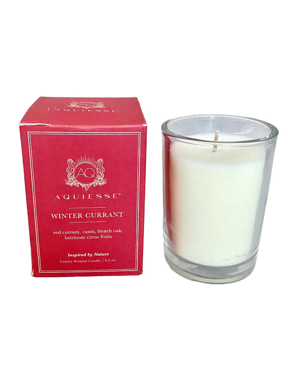 NEW Aquiesse Winter Currant Luxury Scented Candle Glass Jar 6.5 oz. (Boxed)